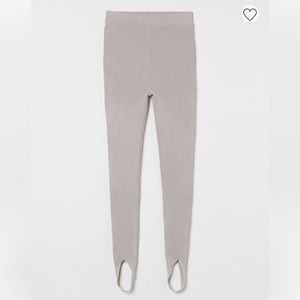 H&M Ribbed Stirrup Leggings in Light Taupe